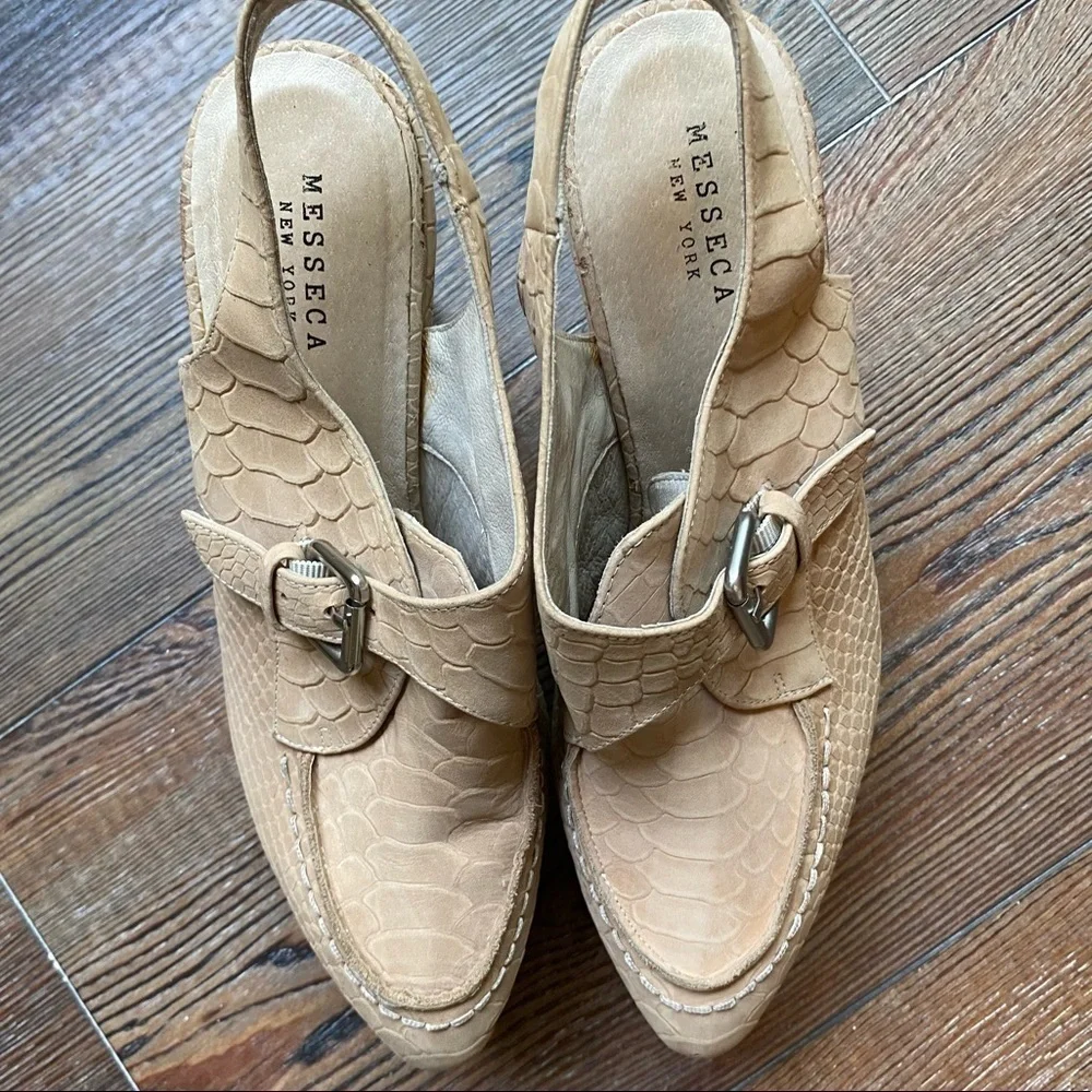Messeca New York Platform Almond Toe Slingback Cream Light Tan Size 9